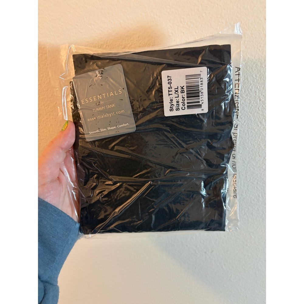 Essentials by Tummy Tank Nylon Seamless Thong Black High Waist Shapewear L/XL - Picture 4 of 4